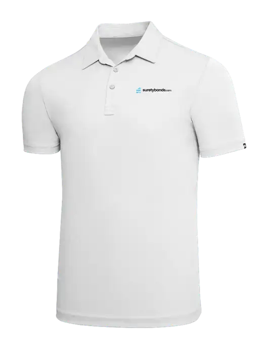 TravisMathew White Solid Oceanside Polo w/SuretyBonds.com Logo