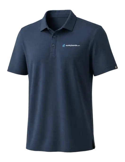 TravisMathew Navy Coto Performance Polo w/SuretyBonds.com Logo