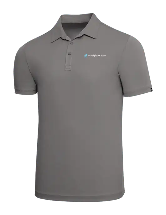 TravisMathew Grey Solid Oceanside Polo w/SuretyBonds.com Logo