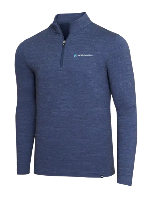 TravisMathew Navy Heather Crestview 1/4 Zip w/SuretyBonds.com Logo