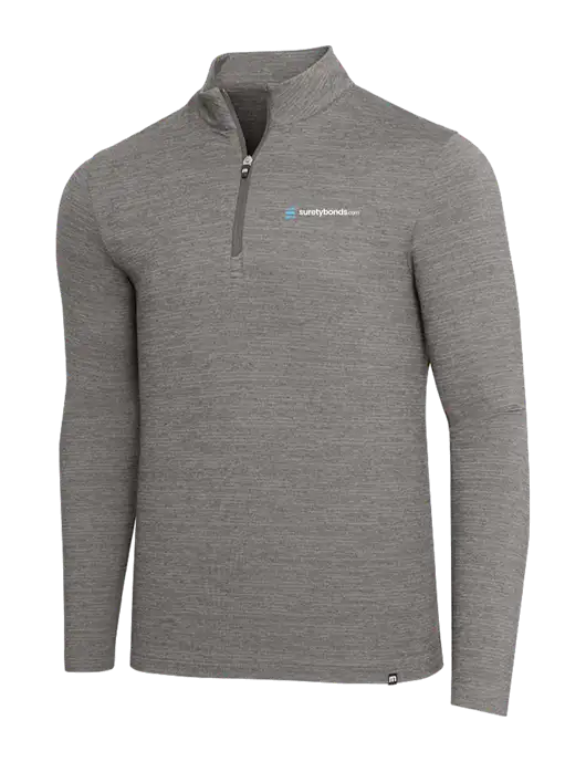 TravisMathew Medium Grey Heather Crestview 1/4 Zip w/SuretyBonds.com Logo