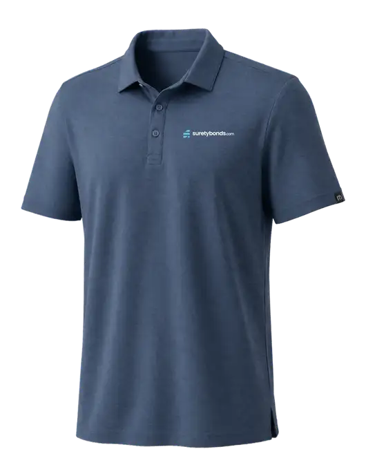 TravisMathew Dark Slate Blue Coto Performance Polo w/SuretyBonds.com Logo
