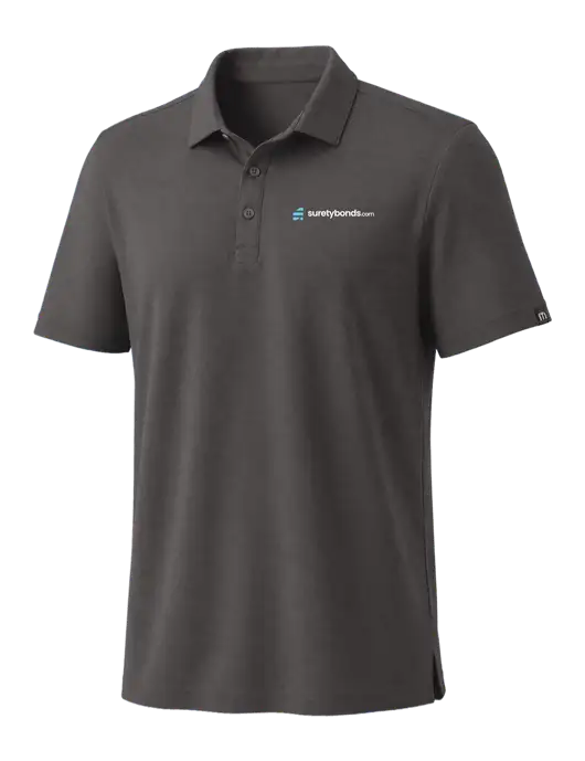 TravisMathew Med Dark Grey Coto Performance Polo w/SuretyBonds.com Logo