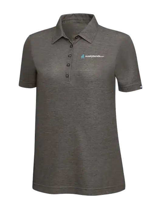 TravisMathew Black Heather Womens Oceanside Polo w/SuretyBonds.com Logo
