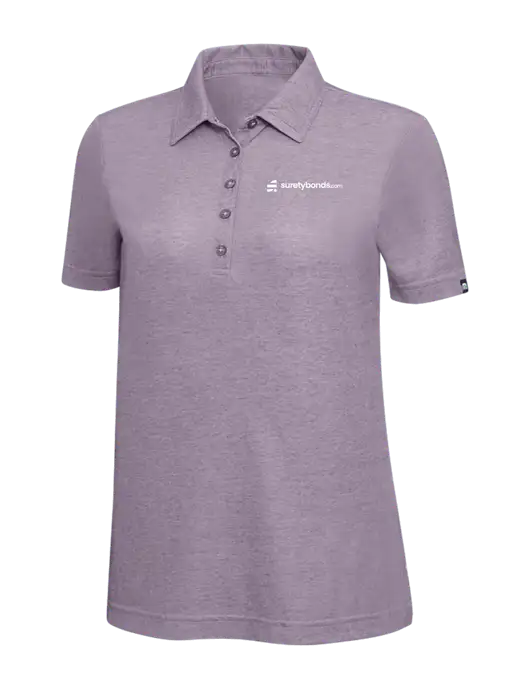 TravisMathew Light Purple Heather Womens Oceanside Polo w/SuretyBonds.com Logo