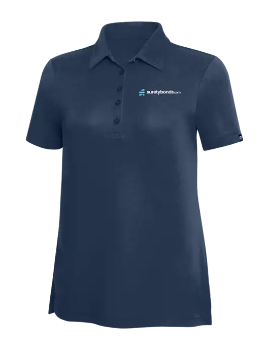 TravisMathew Navy Solid Womens Oceanside Polo w/SuretyBonds.com Logo
