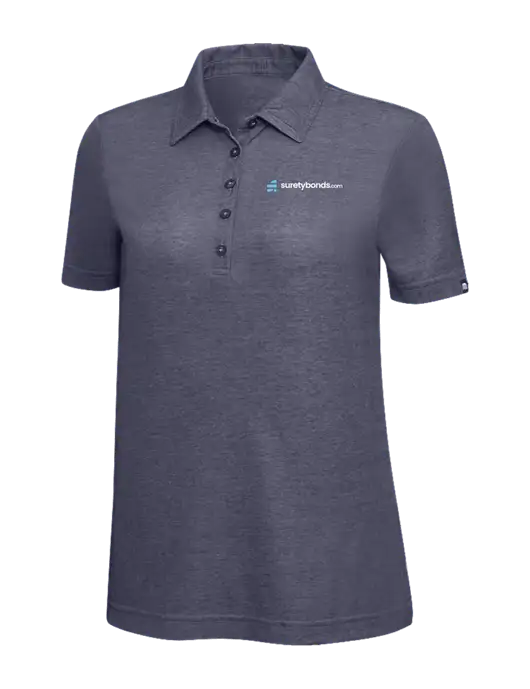 TravisMathew Navy Heather Womens Oceanside Polo w/SuretyBonds.com Logo