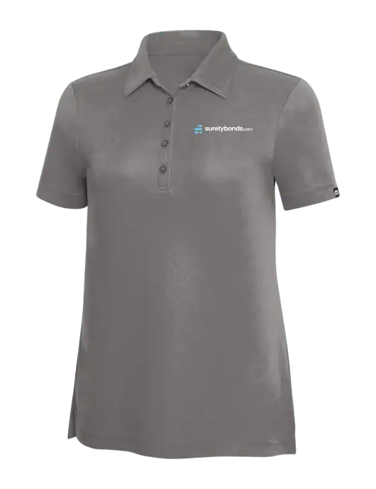 TravisMathew Grey Solid Womens Oceanside Polo w/SuretyBonds.com Logo