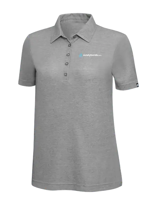 TravisMathew Grey Heather Womens Oceanside Polo w/SuretyBonds.com Logo