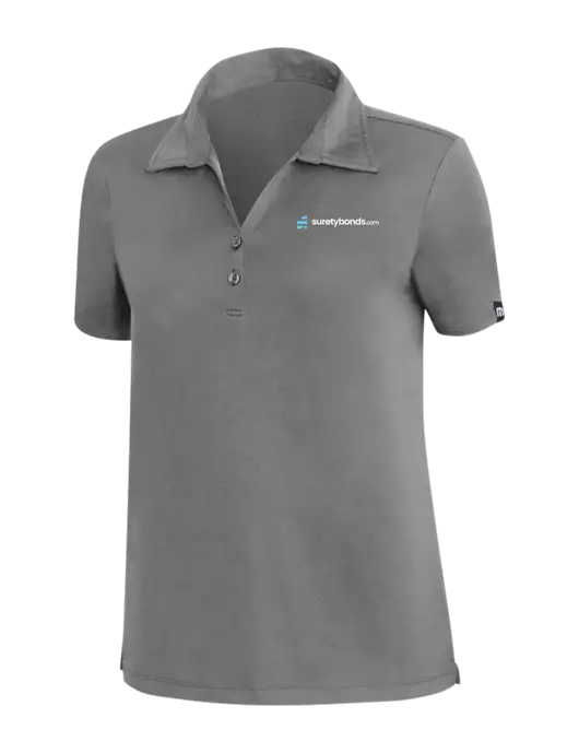 TravisMathew Med Dark Grey Womens Coto Performance Polo w/SuretyBonds.com Logo