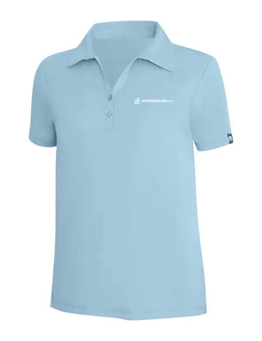 TravisMathew Light Sapphire Heather Womens Coto Performance Polo w/SuretyBonds.com Logo