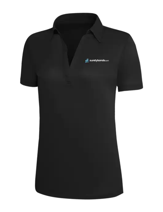 Black Silk Touch Womens Performance Polo w/SuretyBonds.com Logo