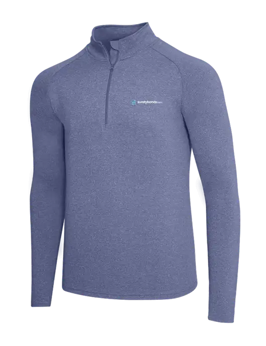 Navy Heather Sport Wick Stretch 1/4 Zip Pullover w/SuretyBonds.com Logo