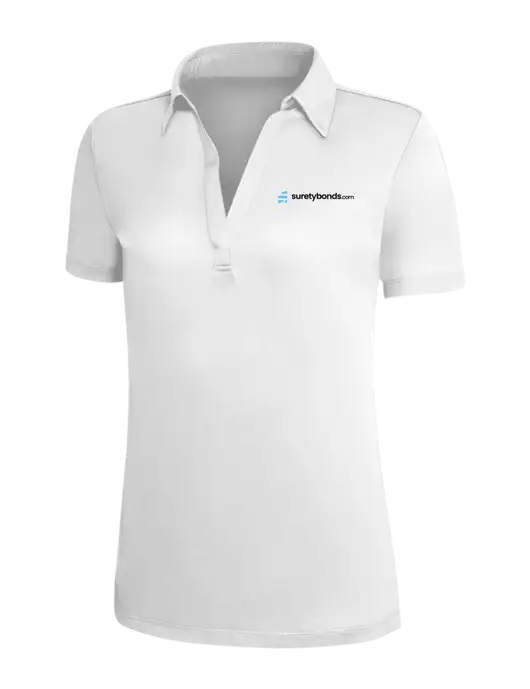 White Silk Touch Womens Performance Polo w/SuretyBonds.com Logo
