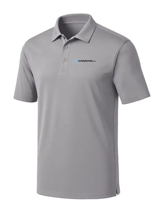 Light Grey Silk Touch Performance Polo w/SuretyBonds.com Logo