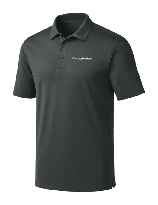 Dark Grey Silk Touch Performance Polo w/SuretyBonds.com Logo