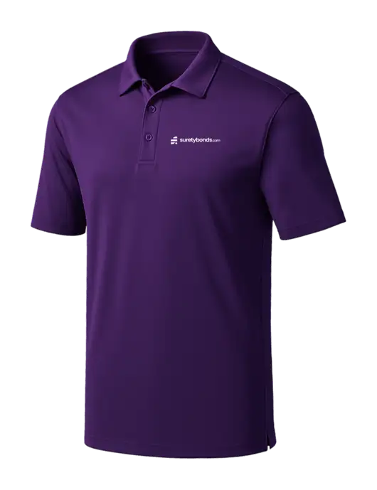 Purple Silk Touch Performance Polo w/SuretyBonds.com Logo