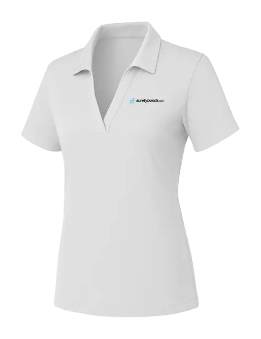 Womens White PosiCharge RacerMesh Polo w/SuretyBonds.com Logo