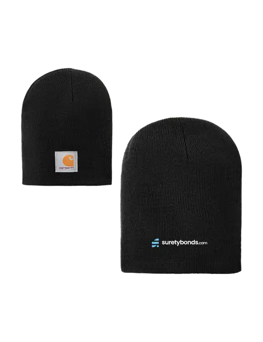 Carhartt Black Acrylic Knit Hat w/SuretyBonds.com Logo