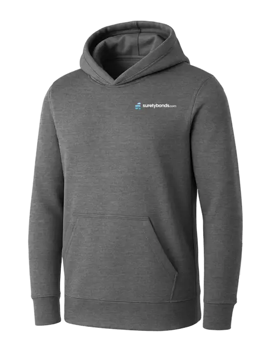 Womens Medium Grey Heather Core Fleece Pullover Hooded Sweatshirt w/SuretyBonds.com Logo