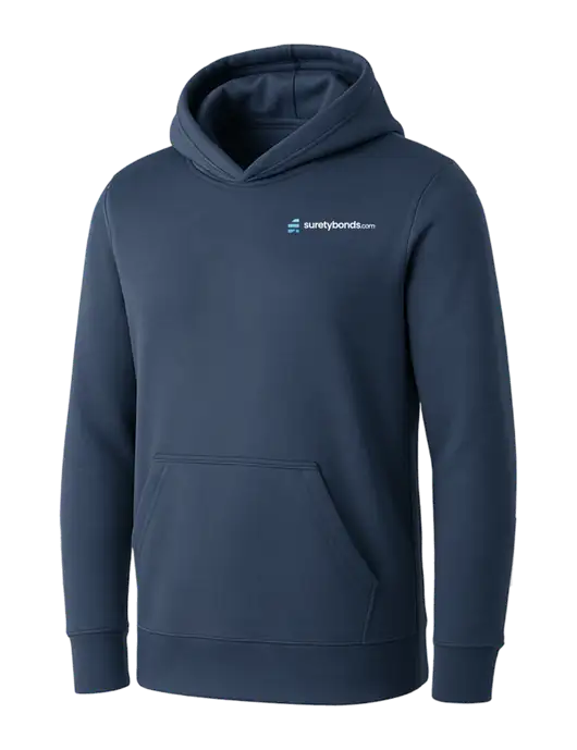 Womens Navy Core Fleece Pullover Hooded Sweatshirt w/SuretyBonds.com Logo