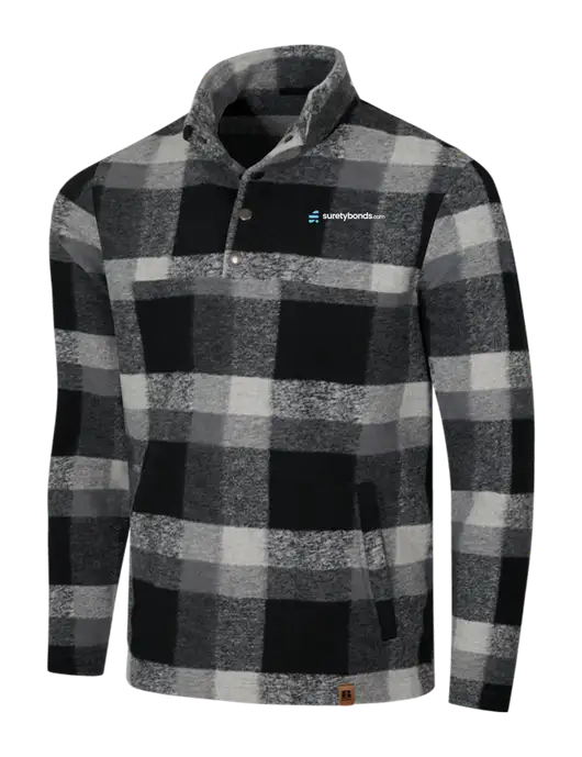 Russell Outdoors Black/White Plaid Basin Snap Pullover w/SuretyBonds.com Logo