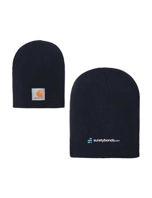 Carhartt Dark Navy Acrylic Knit Hat w/SuretyBonds.com Logo