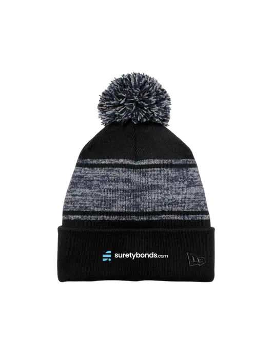 New Era Black/Navy Knit Chilled Pom Beanie w/SuretyBonds.com Logo