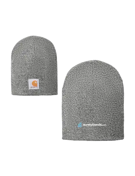 Carhartt Medium Grey Heather Acrylic Knit Hat w/SuretyBonds.com Logo