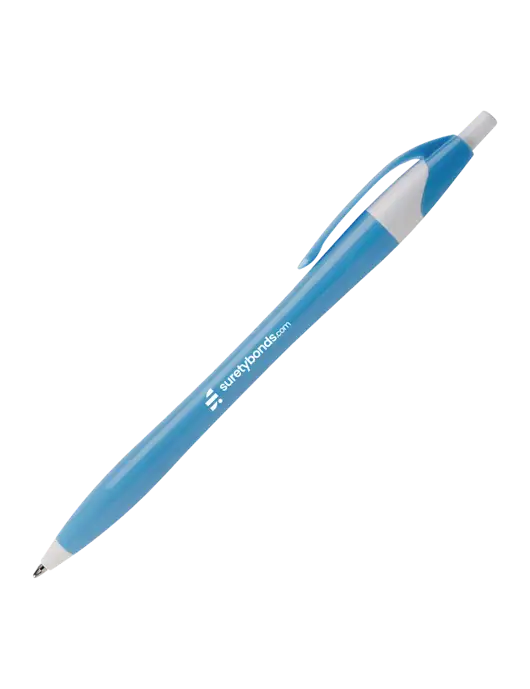 Novella Light Blue/White Breeze Pen - Blue Ink w/SuretyBonds.com Logo