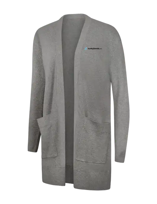 Mercer+Mettle Womens Light Grey Heather Open Front Cardigan Sweater w/SuretyBonds.com Logo