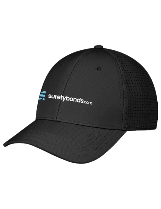 Black Performance Stretchable Cap Hook & Loop w/SuretyBonds.com Logo