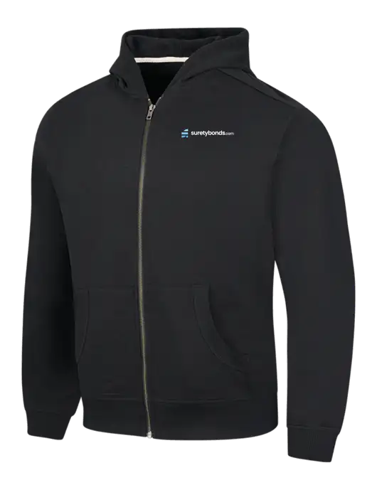 Black Re-Fleece Full-Zip Hoodie w/SuretyBonds.com Logo