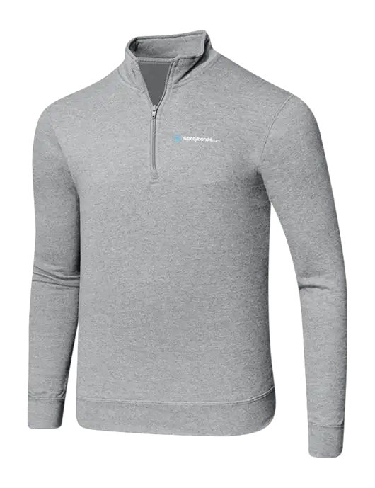 Light Heather Grey 8.5 oz Ring Spun 1/4 Zip Pullover Sweatshirt w/SuretyBonds.com Logo