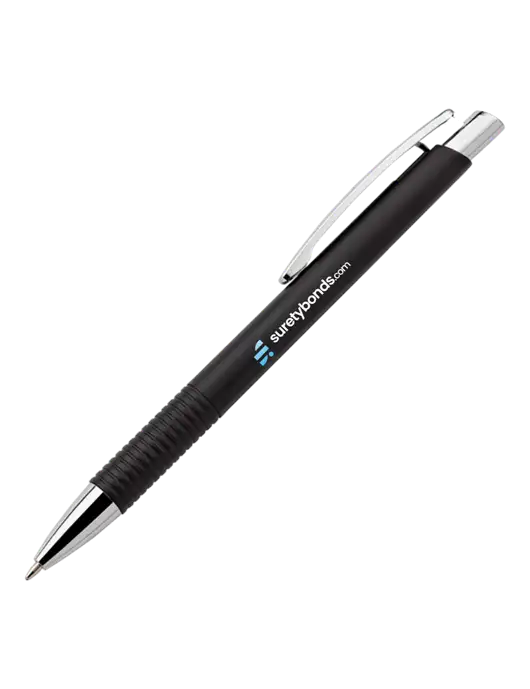 Malay Black Ballpoint Pen - Blue Ink w/SuretyBonds.com Logo