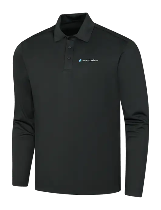 Black Silk Touch Performance Long Sleeve Polo w/SuretyBonds.com Logo