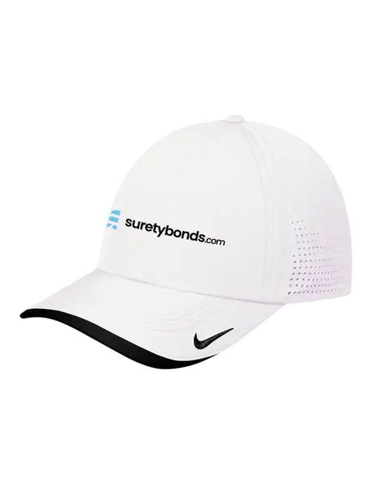 Nike White/Black Dri-FIT Perforated Performance Cap w/SuretyBonds.com Logo