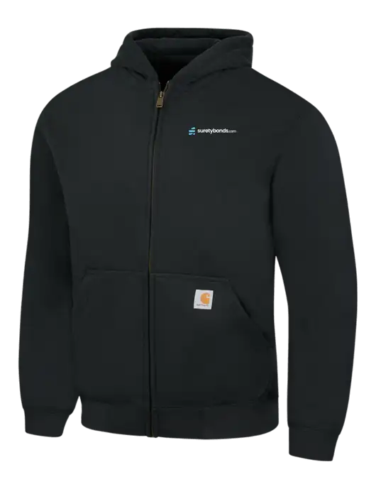 Carhartt Black Rain Defender Paxton Heavyweight Hooded Full Zip-Front Sweatshirt w/SuretyBonds.com Logo