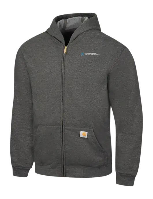 Carhartt Dark Grey Heather Midweight Hooded Zip-Front Sweatshirt w/SuretyBonds.com Logo