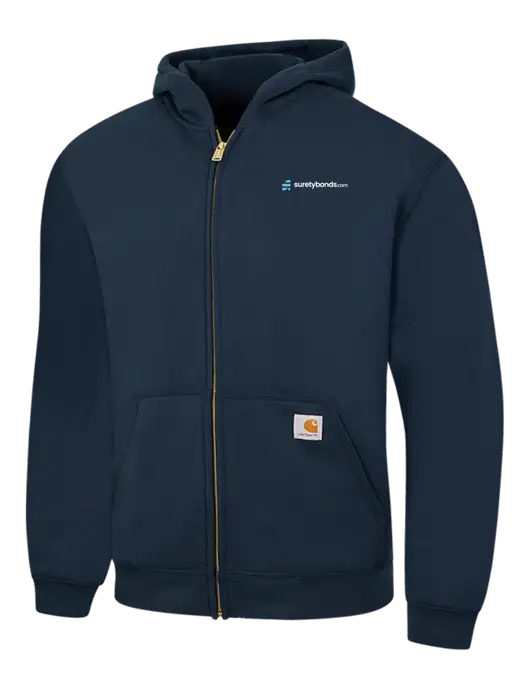Carhartt Navy Midweight Hooded Zip-Front Sweatshirt w/SuretyBonds.com Logo