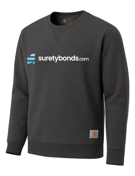 Carhartt Dark Grey Heather Midweight Crewneck Sweatshirt w/SuretyBonds.com Logo