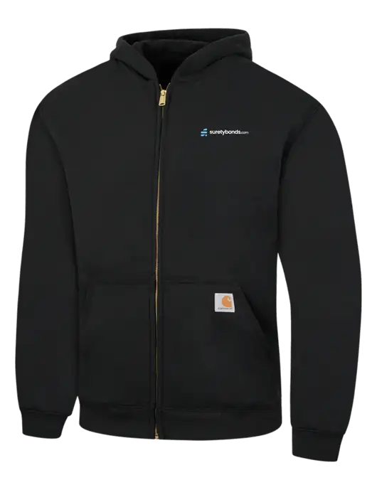 Carhartt Black Midweight Hooded Zip-Front Sweatshirt w/SuretyBonds.com Logo