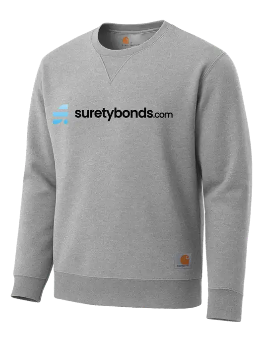 Carhartt Light Grey Heather Midweight Crewneck Sweatshirt w/SuretyBonds.com Logo