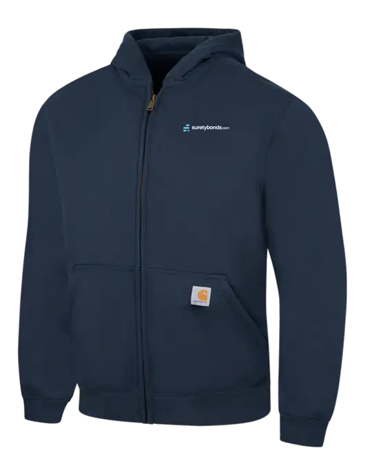 Carhartt Navy Rain Defender Paxton Heavyweight Hooded Zip-Front Sweatshirt w/SuretyBonds.com Logo
