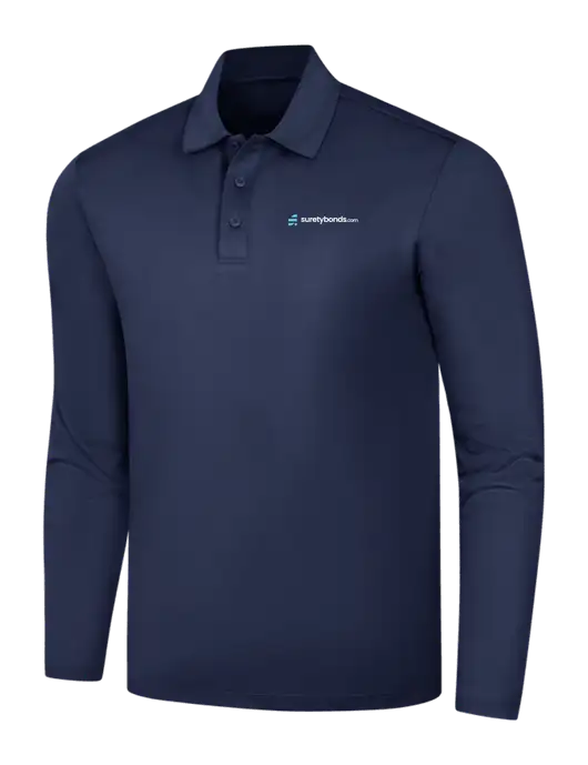 Navy Silk Touch Performance Long Sleeve Polo w/SuretyBonds.com Logo