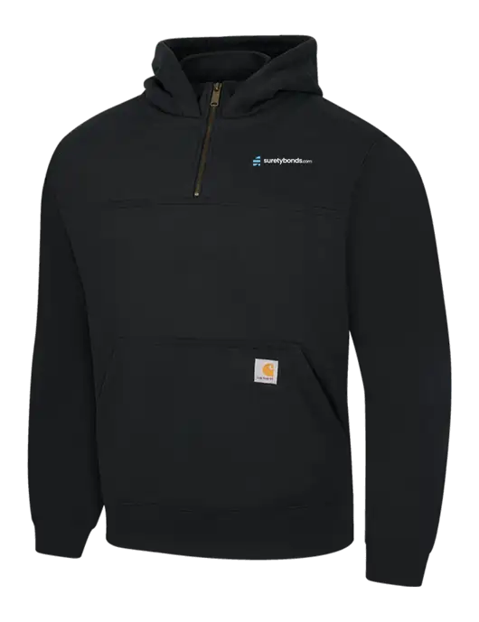 Carhartt Black Rain Defender Paxton Heavyweight Hooded 1/4 Zip Mock Sweatshirt w/SuretyBonds.com Logo
