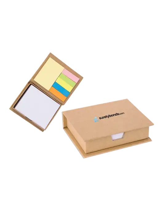 Eco-Recycled Sticky Note Memo Case, 4.56 x 3.75 w/SuretyBonds.com Logo