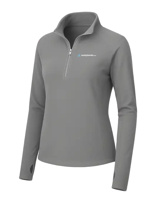 Womens Medium Grey Microfleece 1/2 Zip Pullover w/SuretyBonds.com Logo