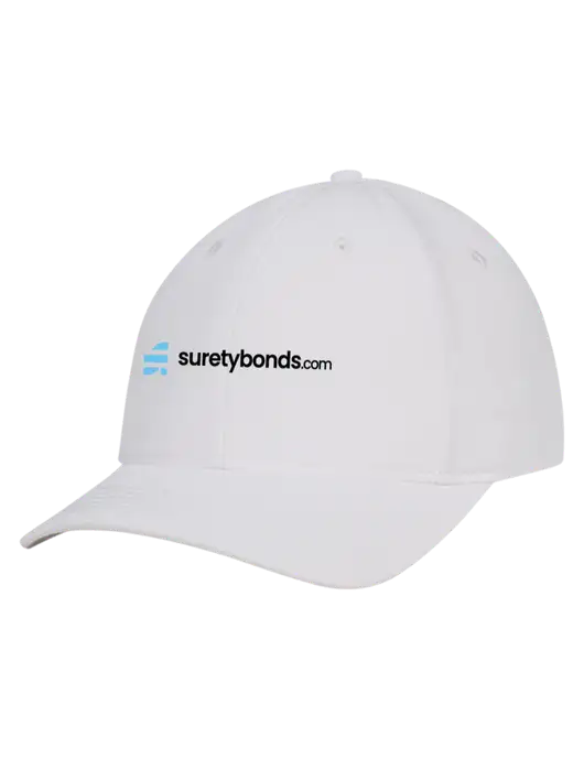 White Nylon Twill Performance Cap w/SuretyBonds.com Logo
