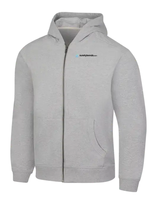Light Grey Heather Re-Fleece Full-Zip Hoodie w/SuretyBonds.com Logo